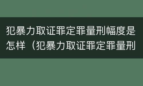 犯暴力取证罪定罪量刑幅度是怎样（犯暴力取证罪定罪量刑幅度是怎样计算的）