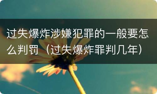 过失爆炸涉嫌犯罪的一般要怎么判罚（过失爆炸罪判几年）
