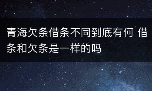 青海欠条借条不同到底有何 借条和欠条是一样的吗