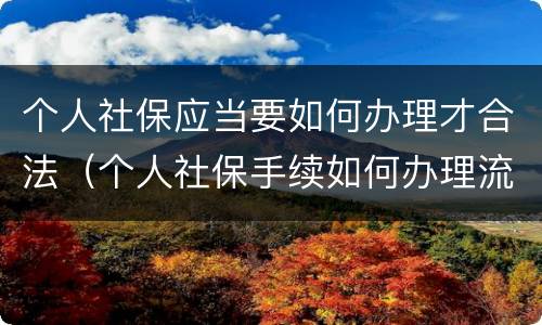 个人社保应当要如何办理才合法（个人社保手续如何办理流程）