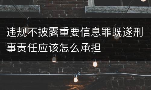 违规不披露重要信息罪既遂刑事责任应该怎么承担