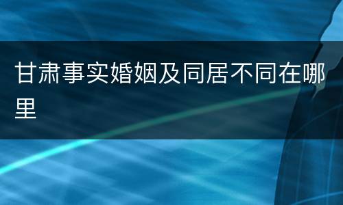 甘肃事实婚姻及同居不同在哪里