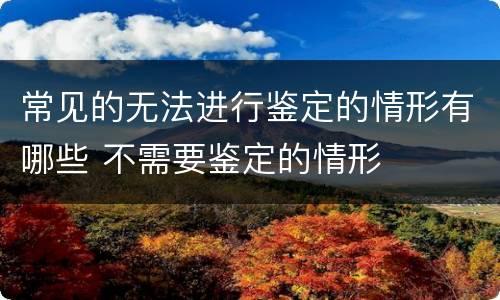 常见的无法进行鉴定的情形有哪些 不需要鉴定的情形