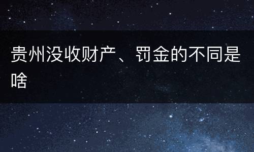 贵州没收财产、罚金的不同是啥