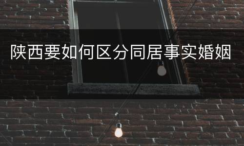 陕西要如何区分同居事实婚姻