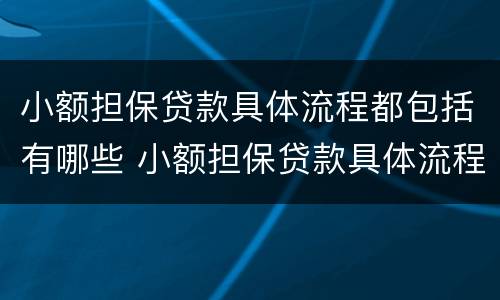 小额担保贷款具体流程都包括有哪些 小额担保贷款具体流程都包括有哪些内容