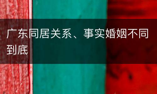 广东同居关系、事实婚姻不同到底