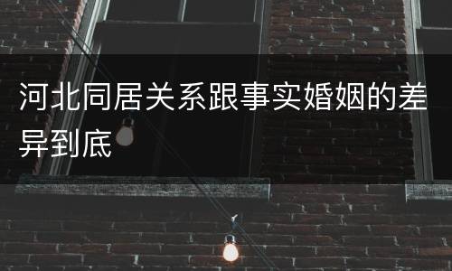 河北同居关系跟事实婚姻的差异到底