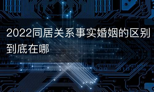 2022同居关系事实婚姻的区别到底在哪