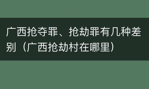 广西抢夺罪、抢劫罪有几种差别（广西抢劫村在哪里）