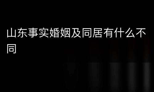 山东事实婚姻及同居有什么不同