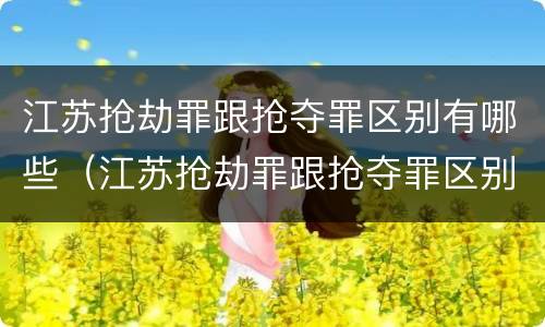 江苏抢劫罪跟抢夺罪区别有哪些（江苏抢劫罪跟抢夺罪区别有哪些案例）