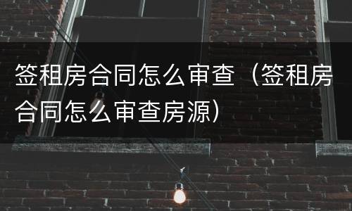 签租房合同怎么审查（签租房合同怎么审查房源）