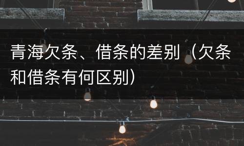 青海欠条、借条的差别（欠条和借条有何区别）