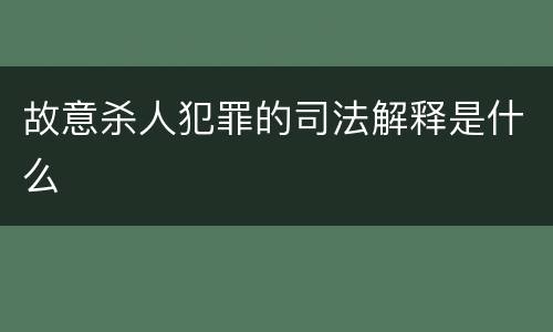 故意杀人犯罪的司法解释是什么