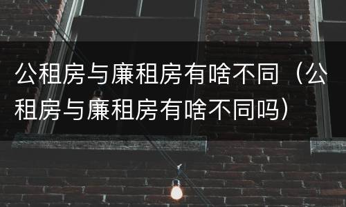 公租房与廉租房有啥不同（公租房与廉租房有啥不同吗）
