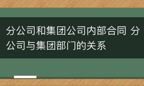 分公司和集团公司内部合同 分公司与集团部门的关系