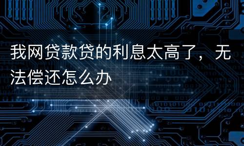 我网贷款贷的利息太高了，无法偿还怎么办