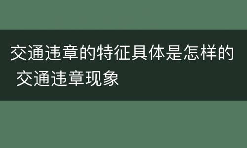 交通违章的特征具体是怎样的 交通违章现象