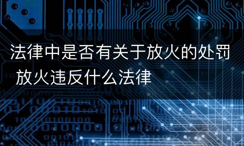 法律中是否有关于放火的处罚 放火违反什么法律