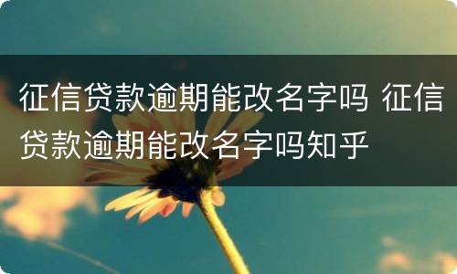 征信贷款逾期能改名字吗 征信贷款逾期能改名字吗知乎
