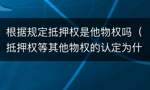 根据规定抵押权是他物权吗（抵押权等其他物权的认定为什么）