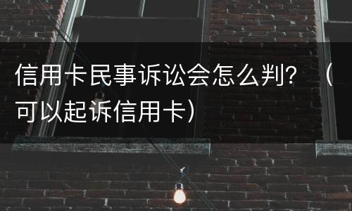 信用卡民事诉讼会怎么判？（可以起诉信用卡）