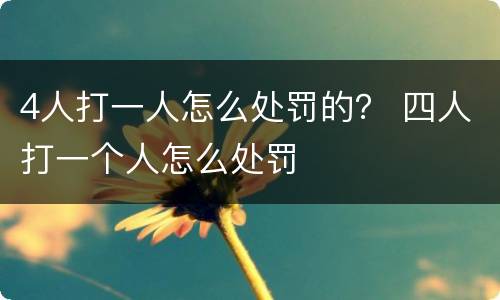 4人打一人怎么处罚的？ 四人打一个人怎么处罚
