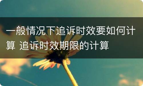 一般情况下追诉时效要如何计算 追诉时效期限的计算