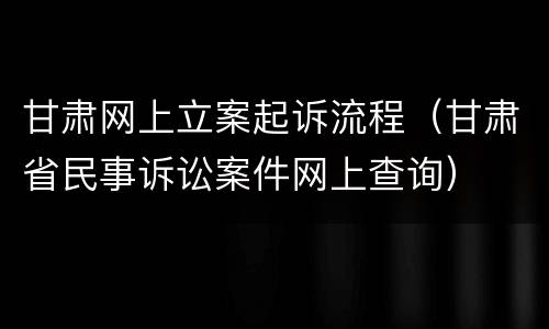 甘肃网上立案起诉流程（甘肃省民事诉讼案件网上查询）