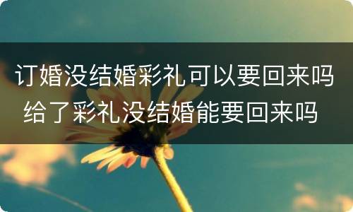 订婚没结婚彩礼可以要回来吗 给了彩礼没结婚能要回来吗