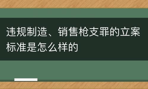 违规制造、销售枪支罪的立案标准是怎么样的