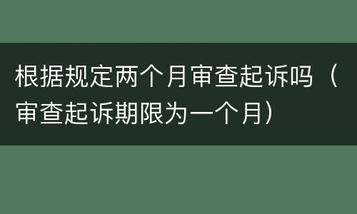 根据规定两个月审查起诉吗（审查起诉期限为一个月）
