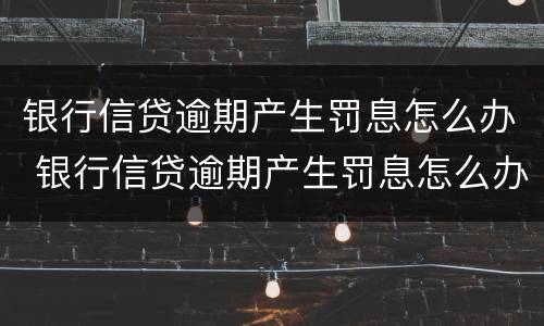银行信贷逾期产生罚息怎么办 银行信贷逾期产生罚息怎么办理