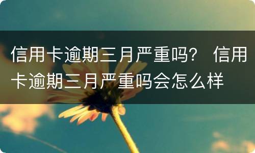 信用卡逾期三月严重吗？ 信用卡逾期三月严重吗会怎么样