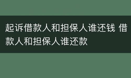 起诉借款人和担保人谁还钱 借款人和担保人谁还款