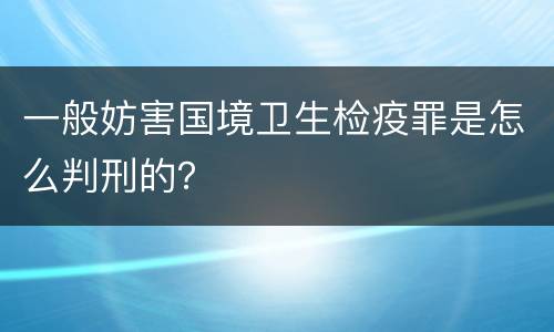 一般妨害国境卫生检疫罪是怎么判刑的？