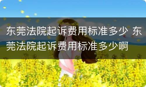 东莞法院起诉费用标准多少 东莞法院起诉费用标准多少啊