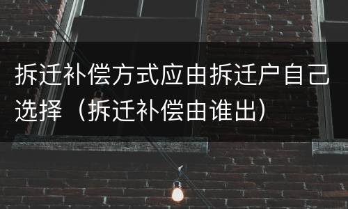 拆迁补偿方式应由拆迁户自己选择（拆迁补偿由谁出）