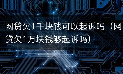 网贷欠1千块钱可以起诉吗（网贷欠1万块钱够起诉吗）