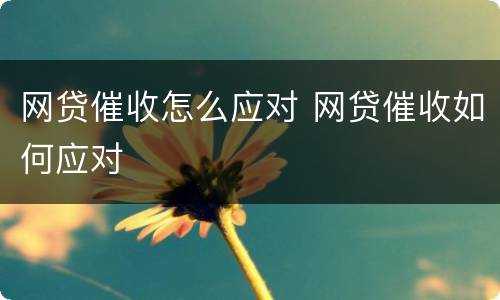 网贷催收怎么应对 网贷催收如何应对
