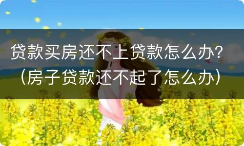 贷款买房还不上贷款怎么办？（房子贷款还不起了怎么办）