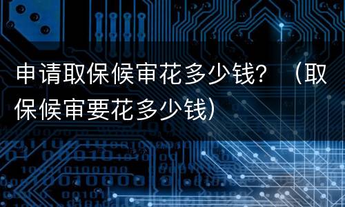 申请取保候审花多少钱？（取保候审要花多少钱）