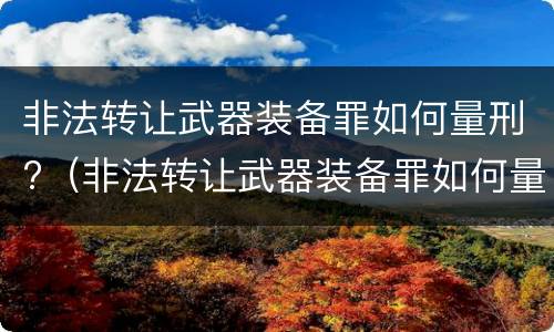 非法转让武器装备罪如何量刑?（非法转让武器装备罪如何量刑的）