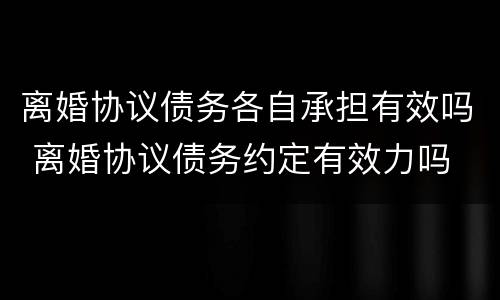 离婚协议债务各自承担有效吗 离婚协议债务约定有效力吗