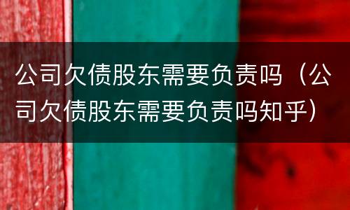 公司欠债股东需要负责吗（公司欠债股东需要负责吗知乎）