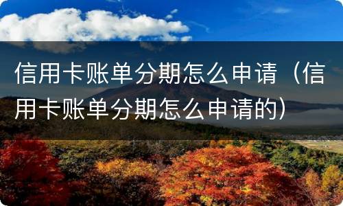 信用卡账单分期怎么申请（信用卡账单分期怎么申请的）