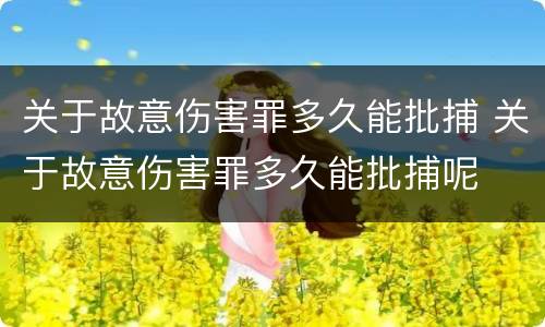 关于故意伤害罪多久能批捕 关于故意伤害罪多久能批捕呢