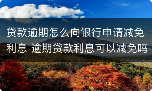 贷款逾期怎么向银行申请减免利息 逾期贷款利息可以减免吗