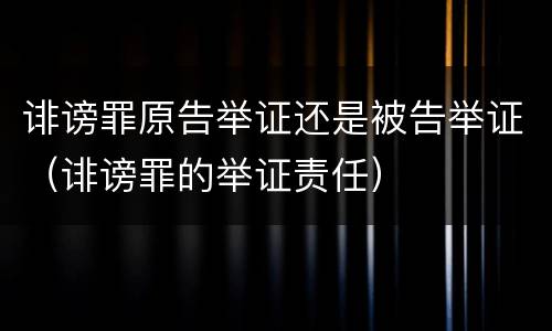 诽谤罪原告举证还是被告举证（诽谤罪的举证责任）